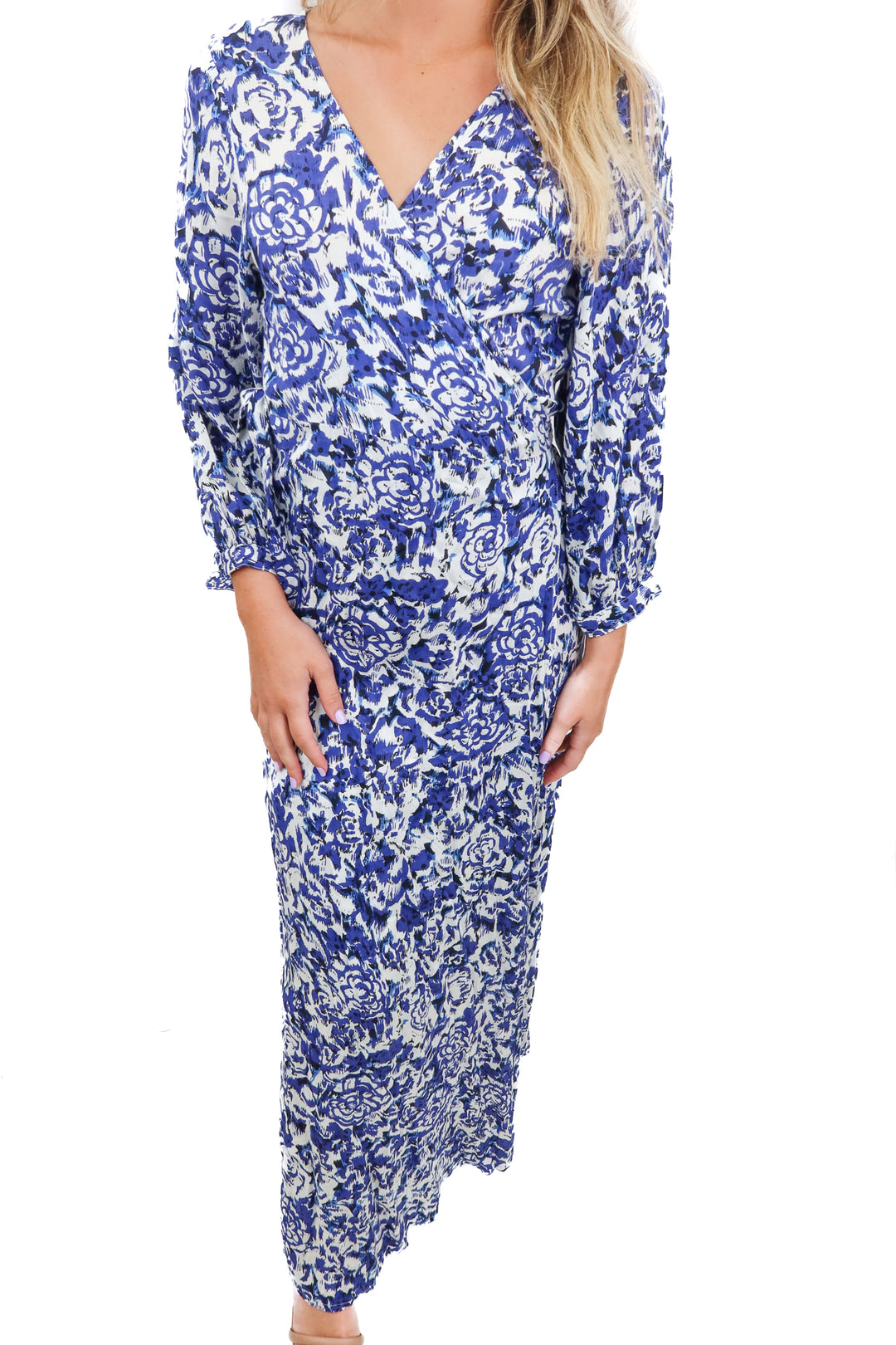 raga purple printed wrap dress (m)