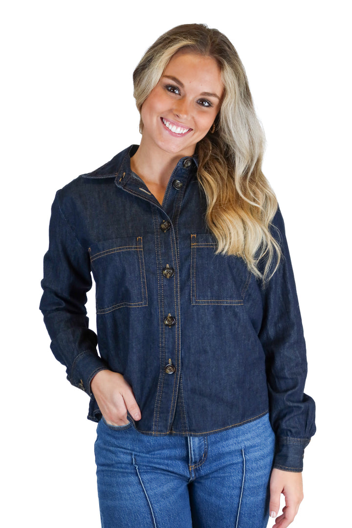 Ann taylor lightweight denim button up (xs; retail $89.50)