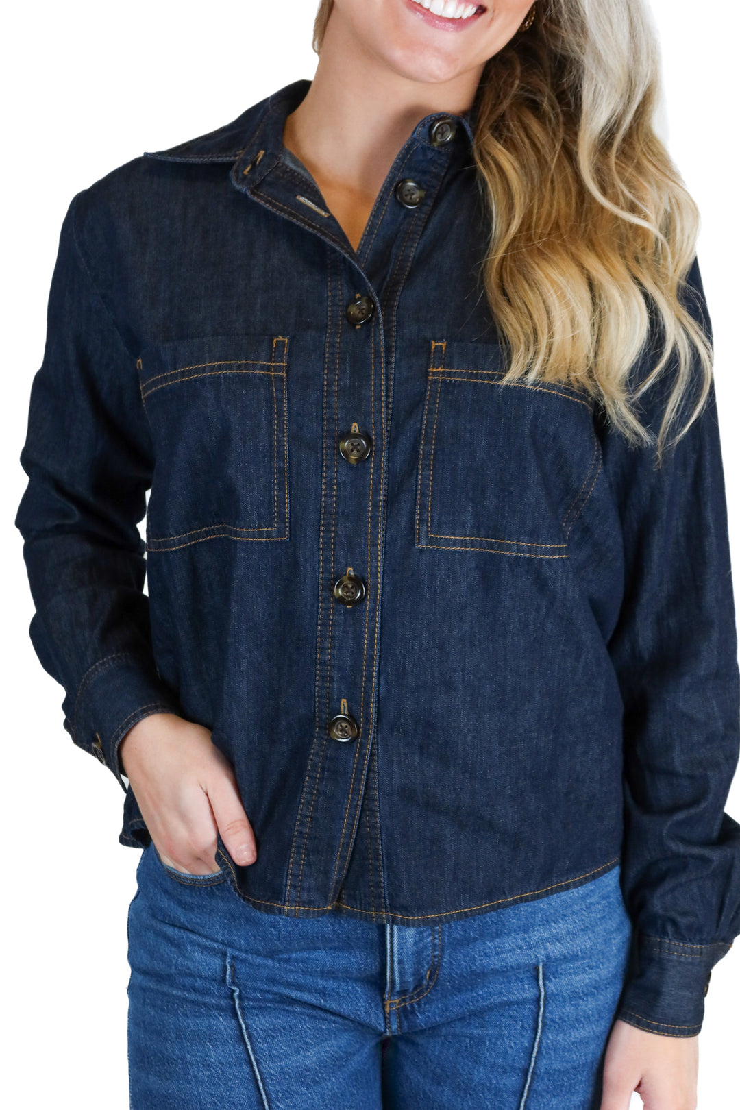 Ann taylor lightweight denim button up (xs; retail $89.50)