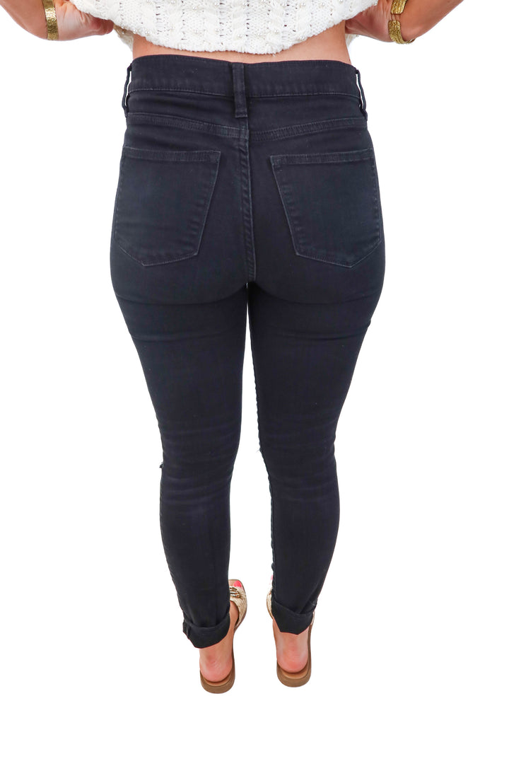 j.crew black high rise skinny jeans (28; retail $69.50)