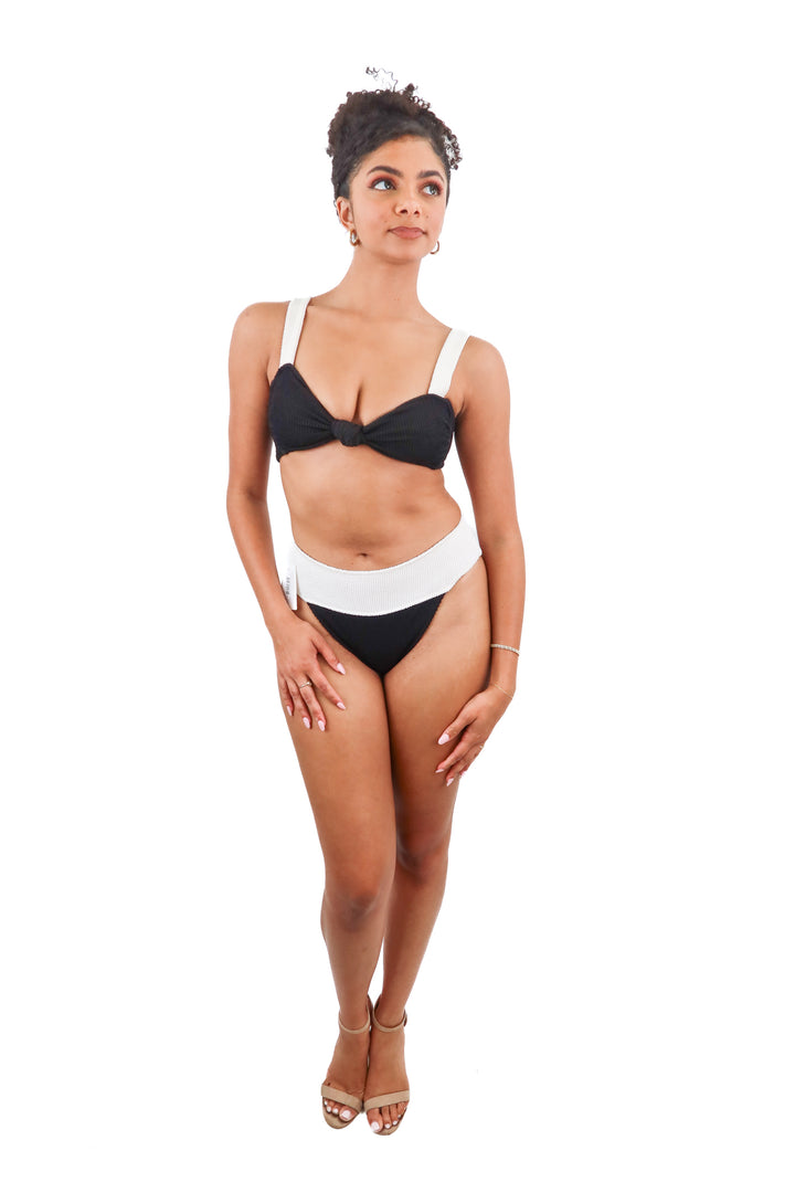 Show Me Your Mumu black/white crinkle swim set (S; retail $155)