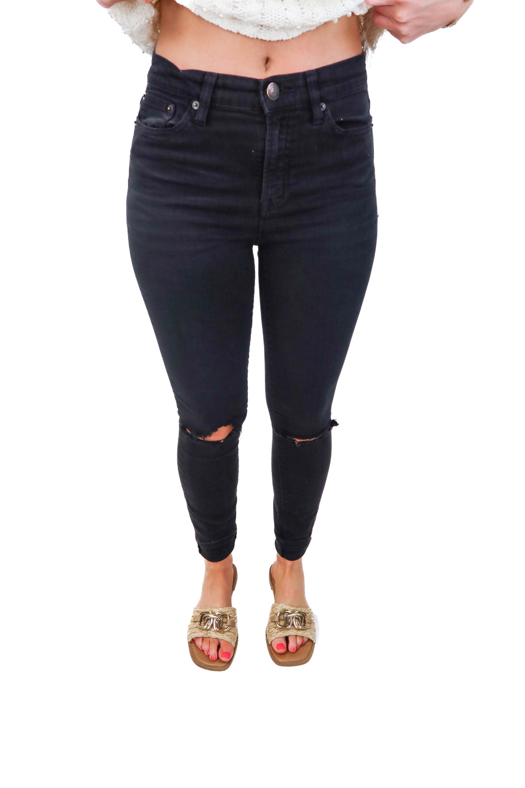 j.crew black high rise skinny jeans (28; retail $69.50)