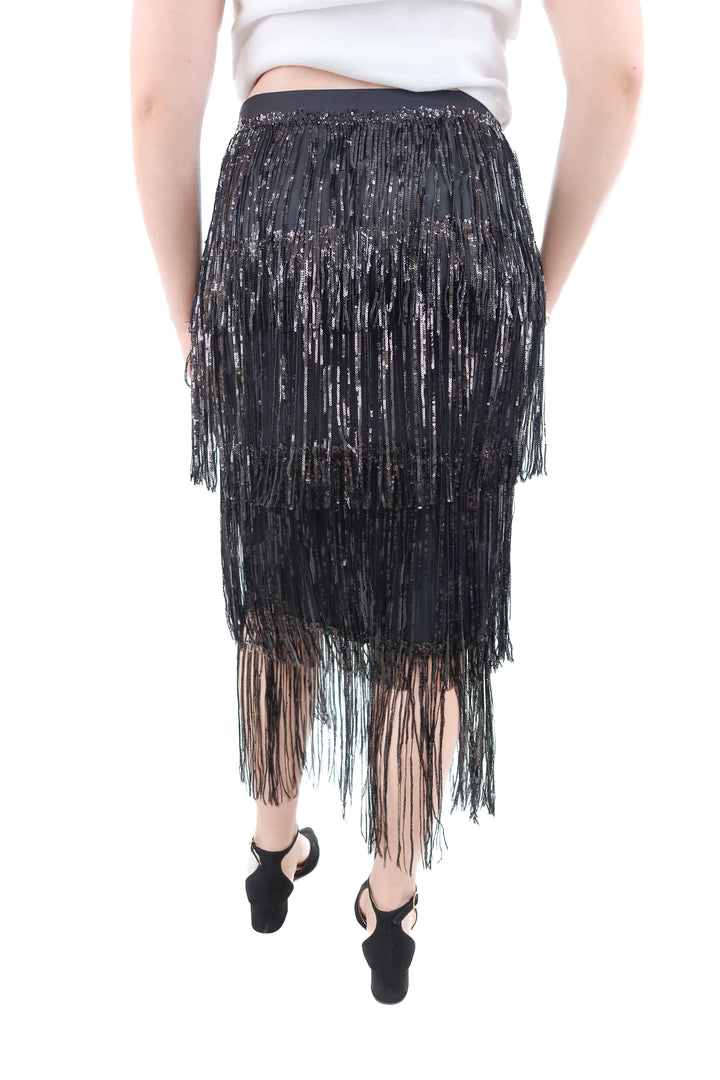 vici black fringe skirt NWT (l)