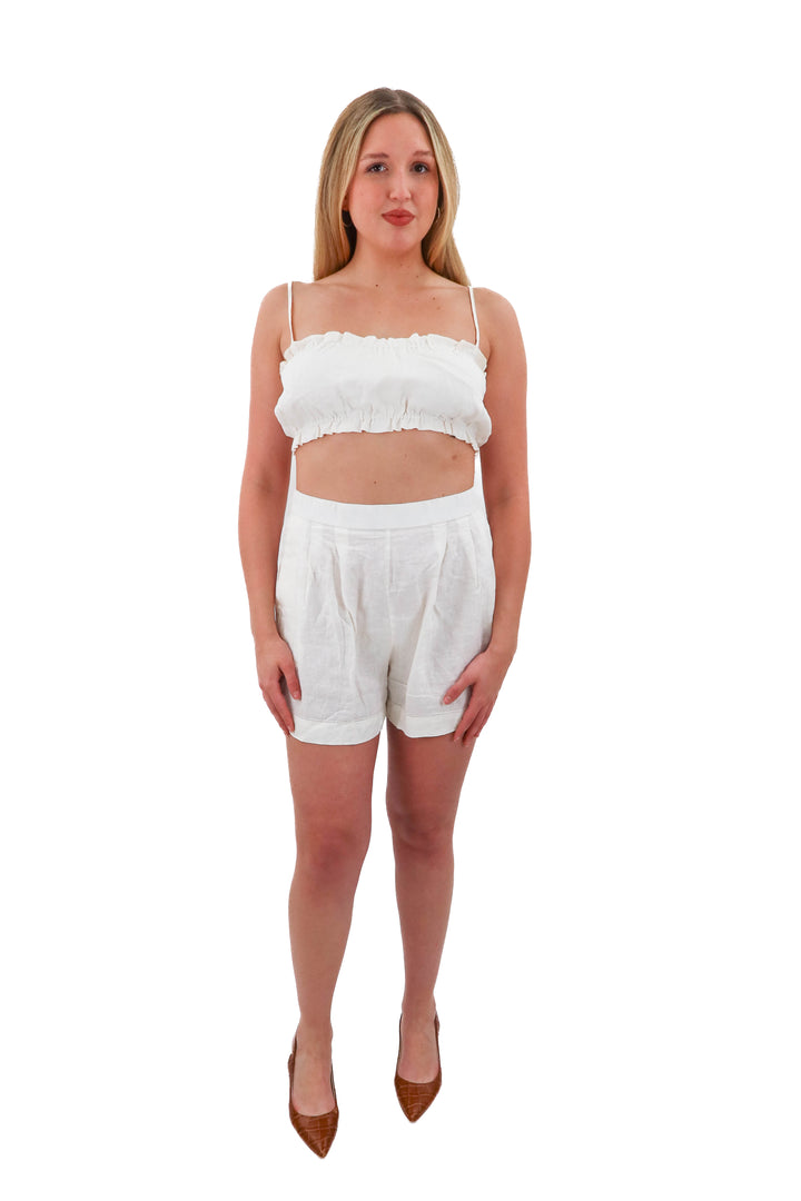 trovata birds of paradise cream linen set (m; retail $516)
