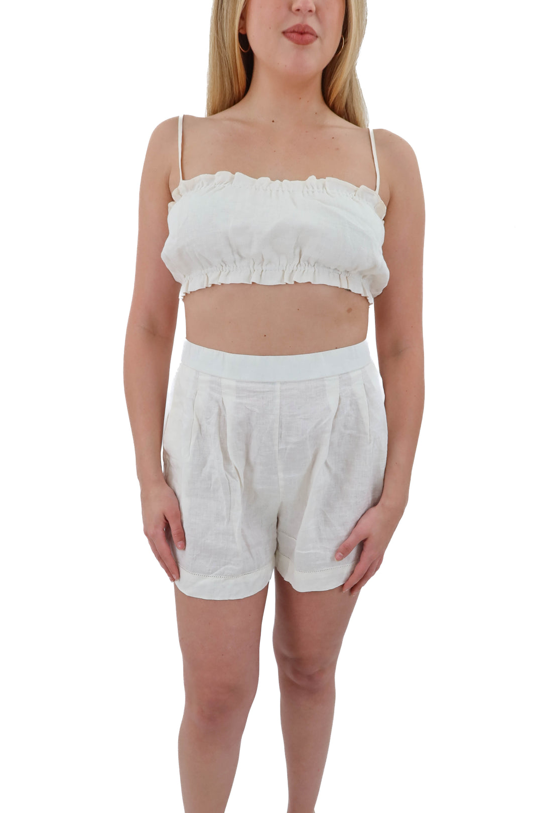 trovata birds of paradise cream linen set (m; retail $516)