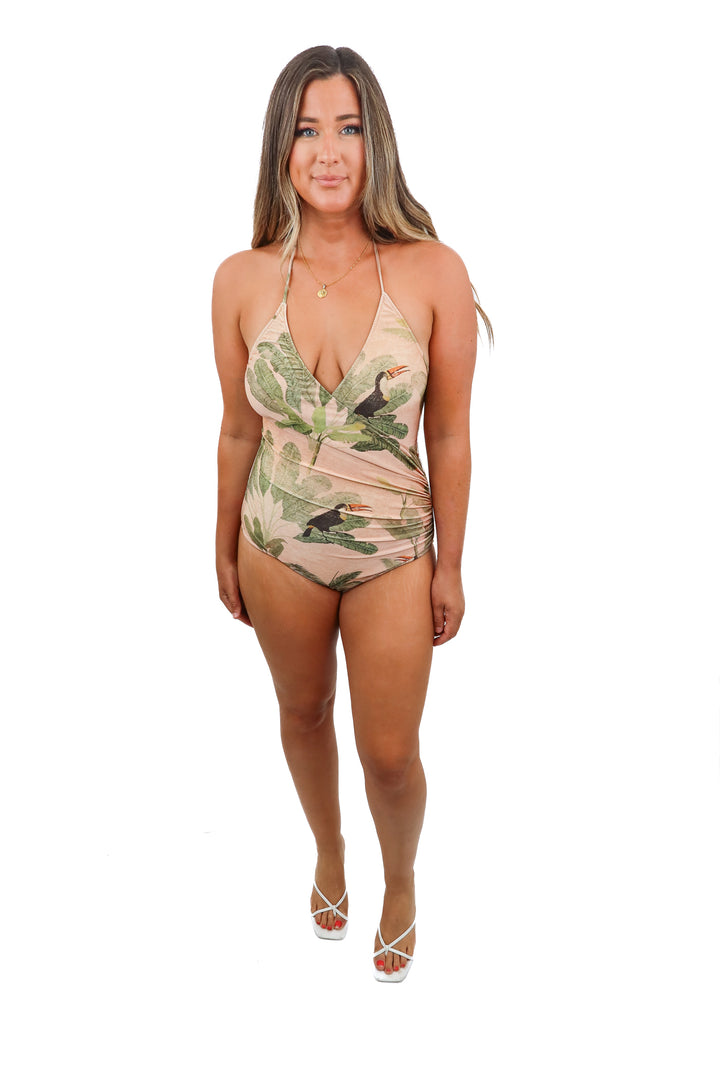 adriana degreas tropical metallic one piece swimsuit (m; retail $181)