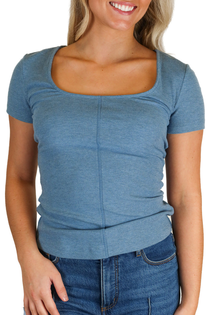 Travis Mathew Blue Ribbed Top NWT (XS; retail $89.95)