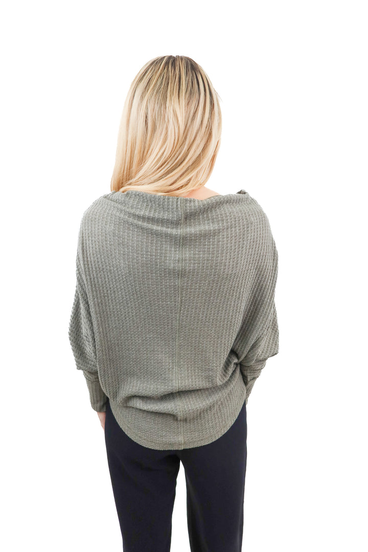 wishlist green waffle knit top (s)