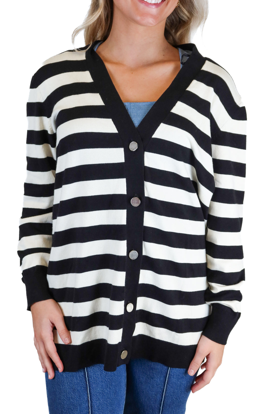 Jones black and white striped cardigan NWT (m) retails for $100
