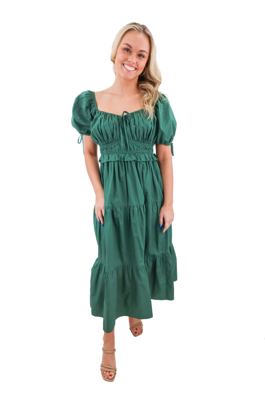 sugarlips green cinch dress (m; retail $95)
