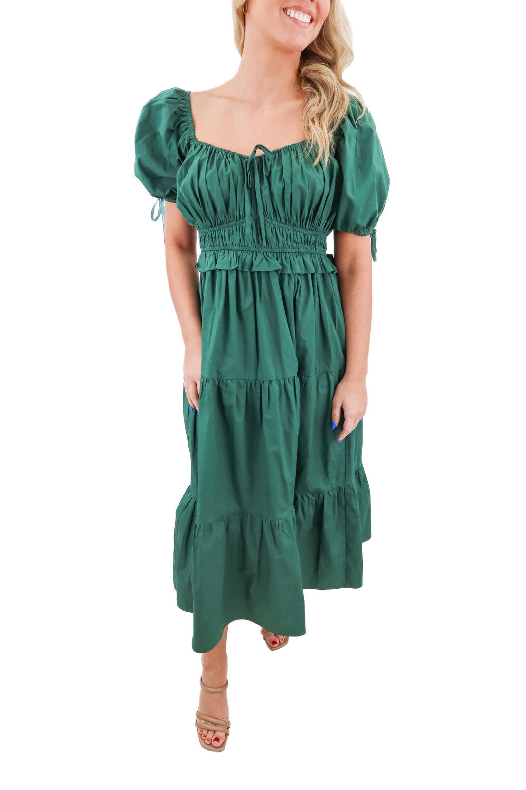 sugarlips green cinch dress (m; retail $95)