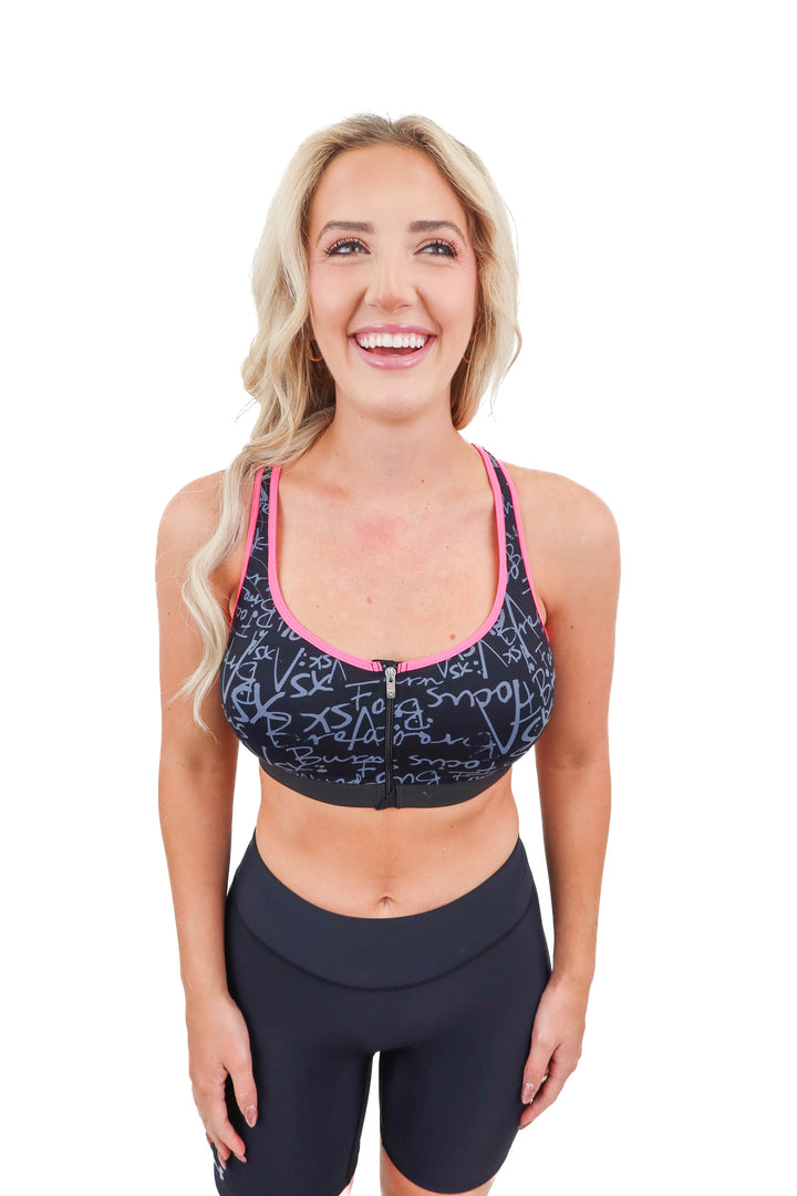 vs sport pink/black sports bra (34DD)
