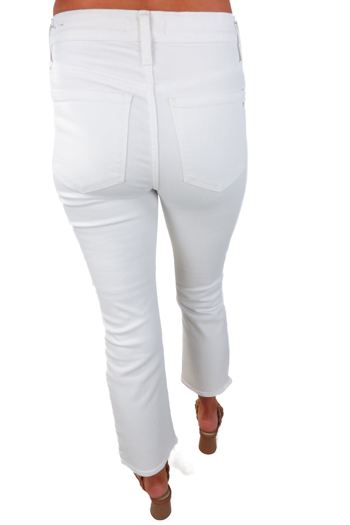 madewell white "demi boot" jeans (26; retail $128)