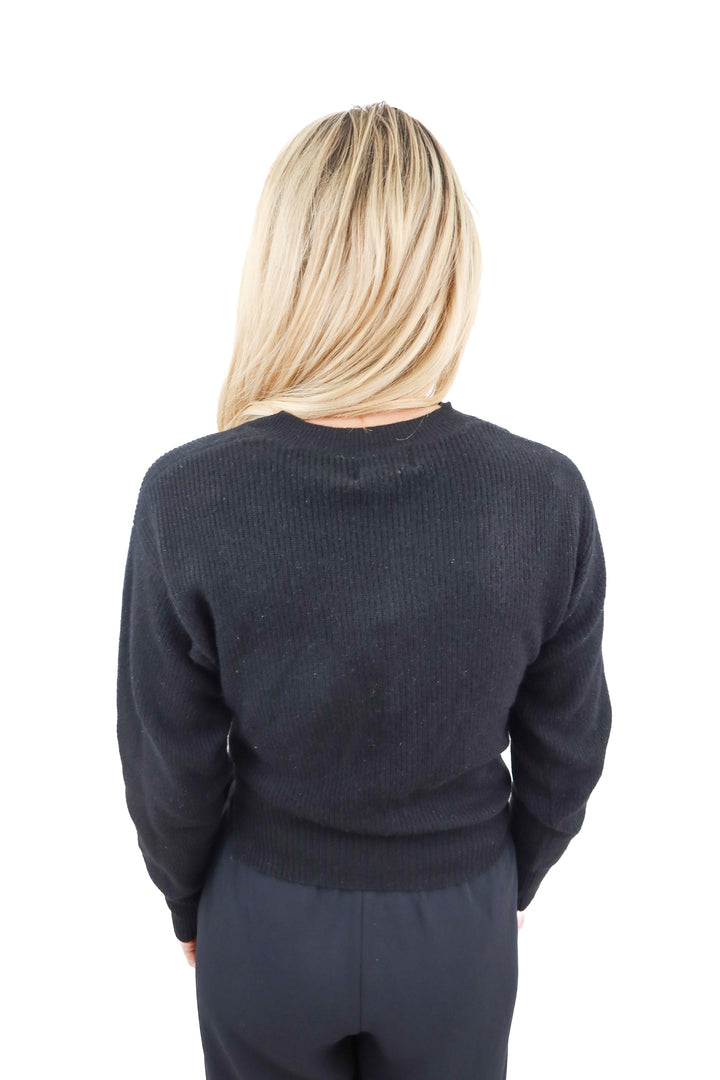 27 miles black wrap sweater NWT (s)
