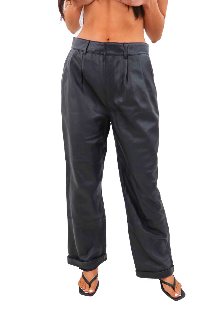 paige black leather jia pants nwt (4; retail $1243)