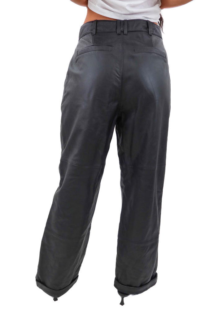 paige black leather jia pants nwt (4; retail $1243)