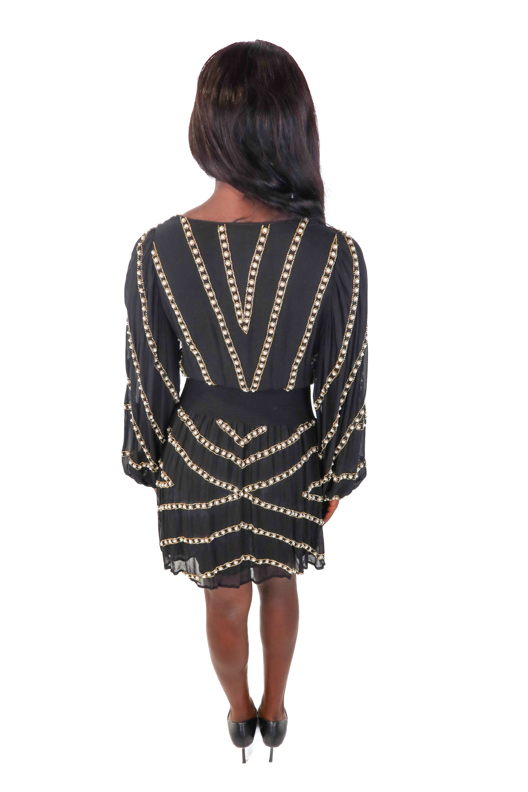 Jen's Pirate Booty embellished black dress (xs; retail $428)