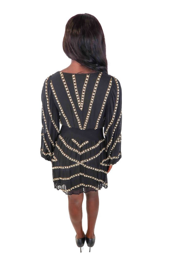 Jen's Pirate Booty embellished black dress (xs; retail $428)