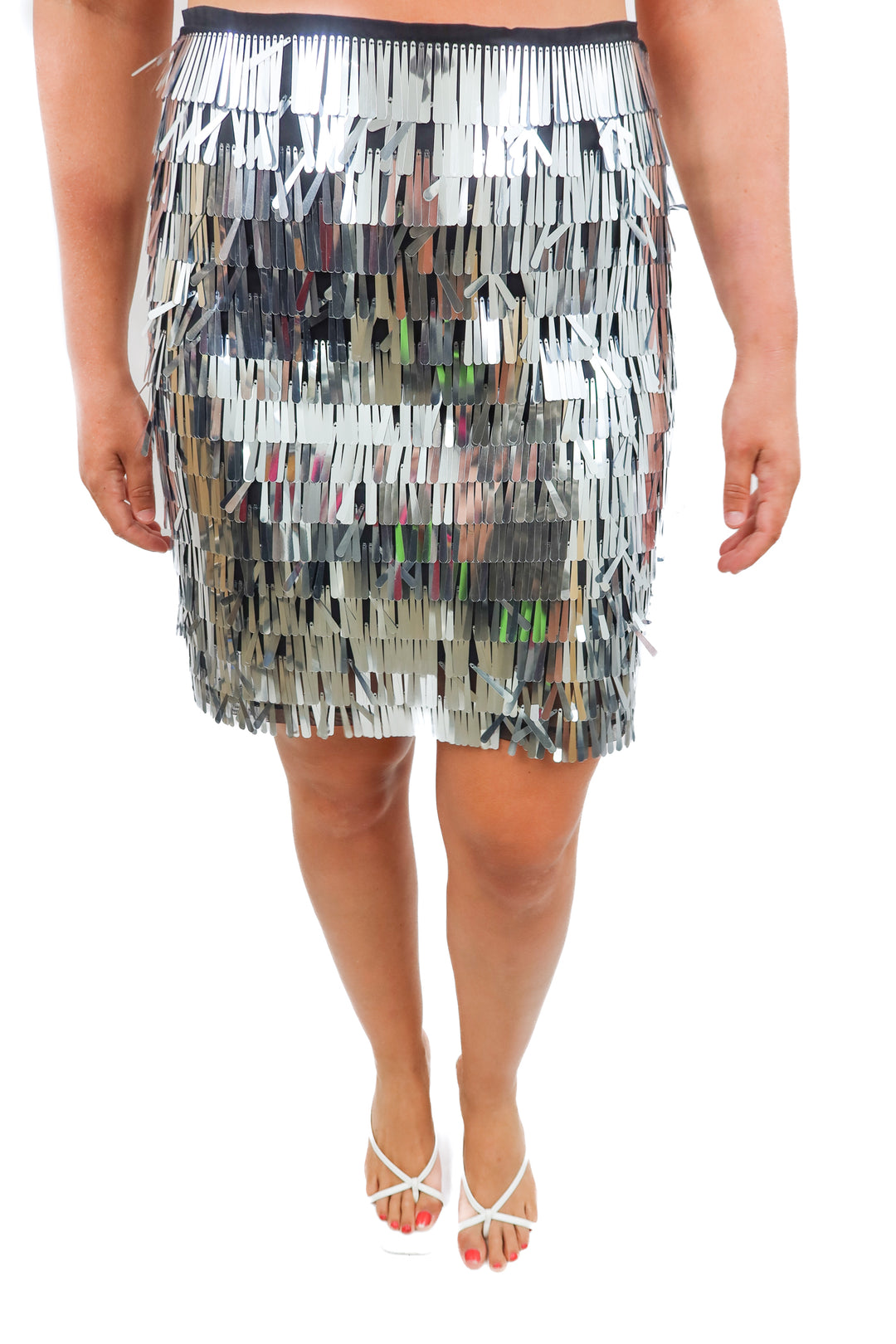 munthe silver sequin skirt (m; retail $124)