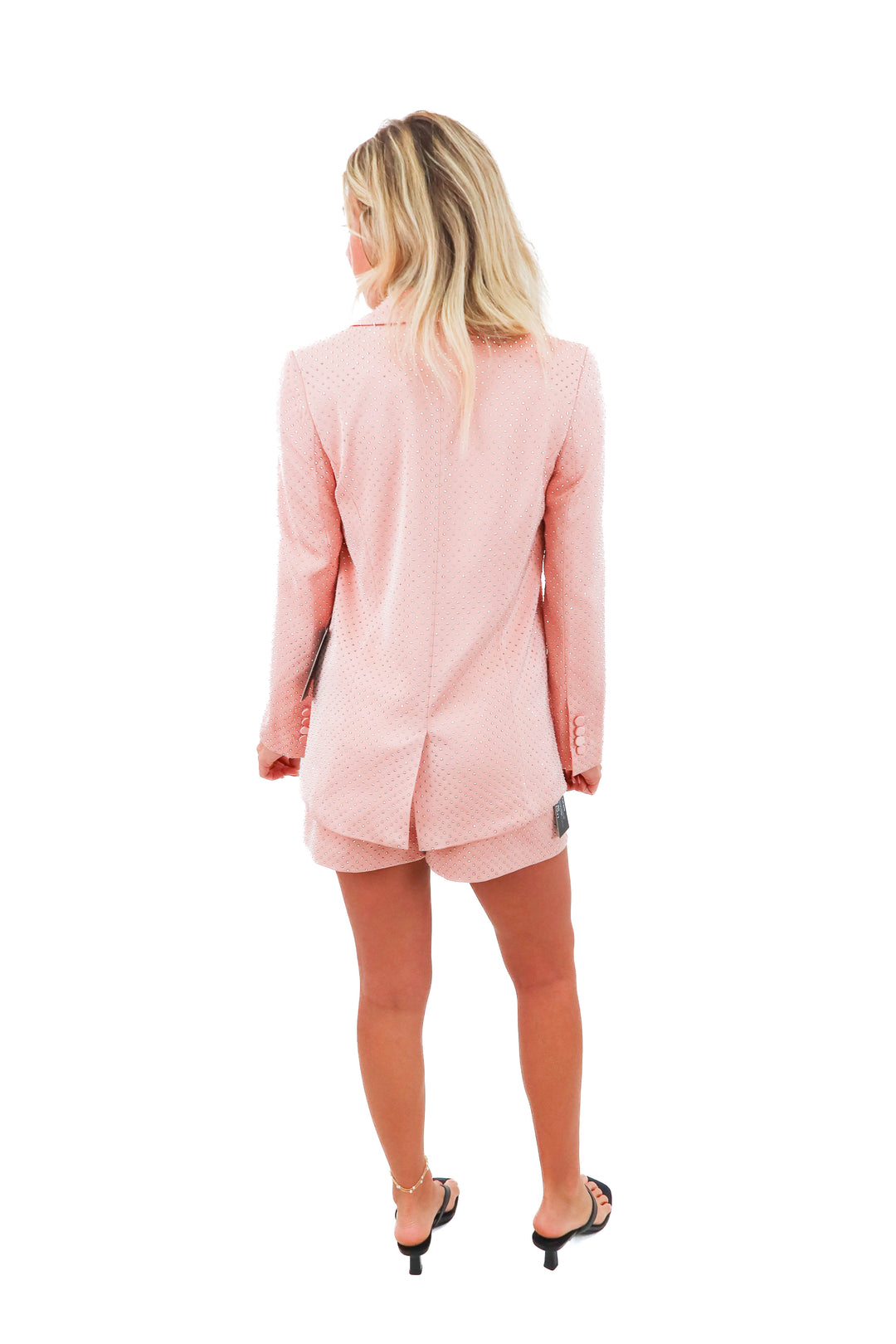 nadine merabi pink rhinestone blazer and short set nwt (s; retail $790)*