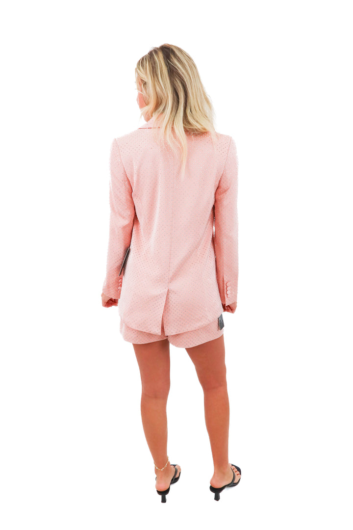nadine merabi pink rhinestone blazer and short set nwt (s; retail $790)*