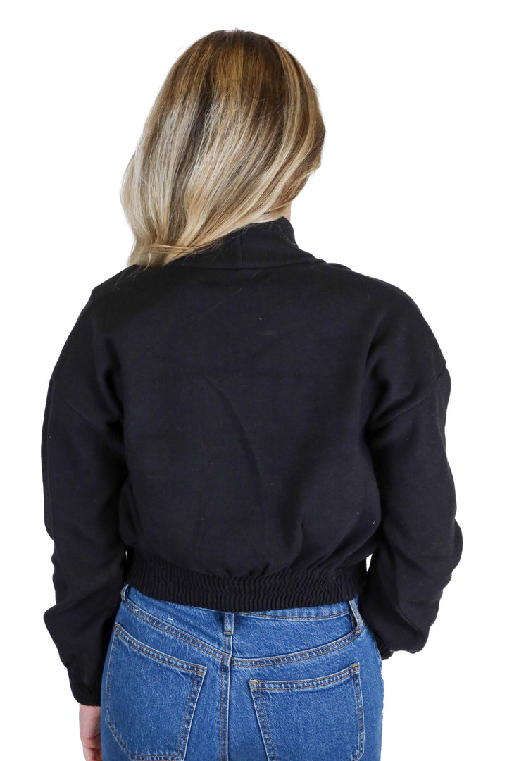 Theo black knit sweater w/ buttons (XS; retail $125)