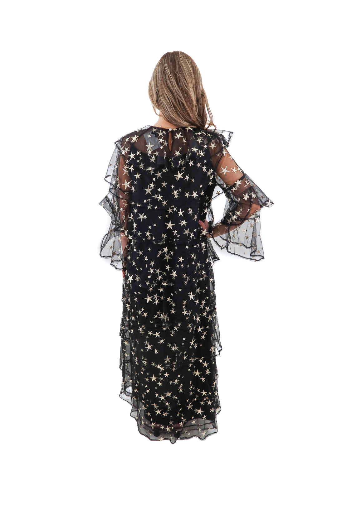 Sister Jane star tiered maxi dress (M; retail $217)