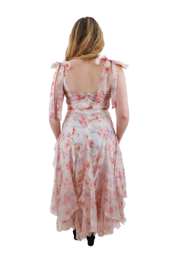 lulus light pink floral maxi dress (l; retail $99)