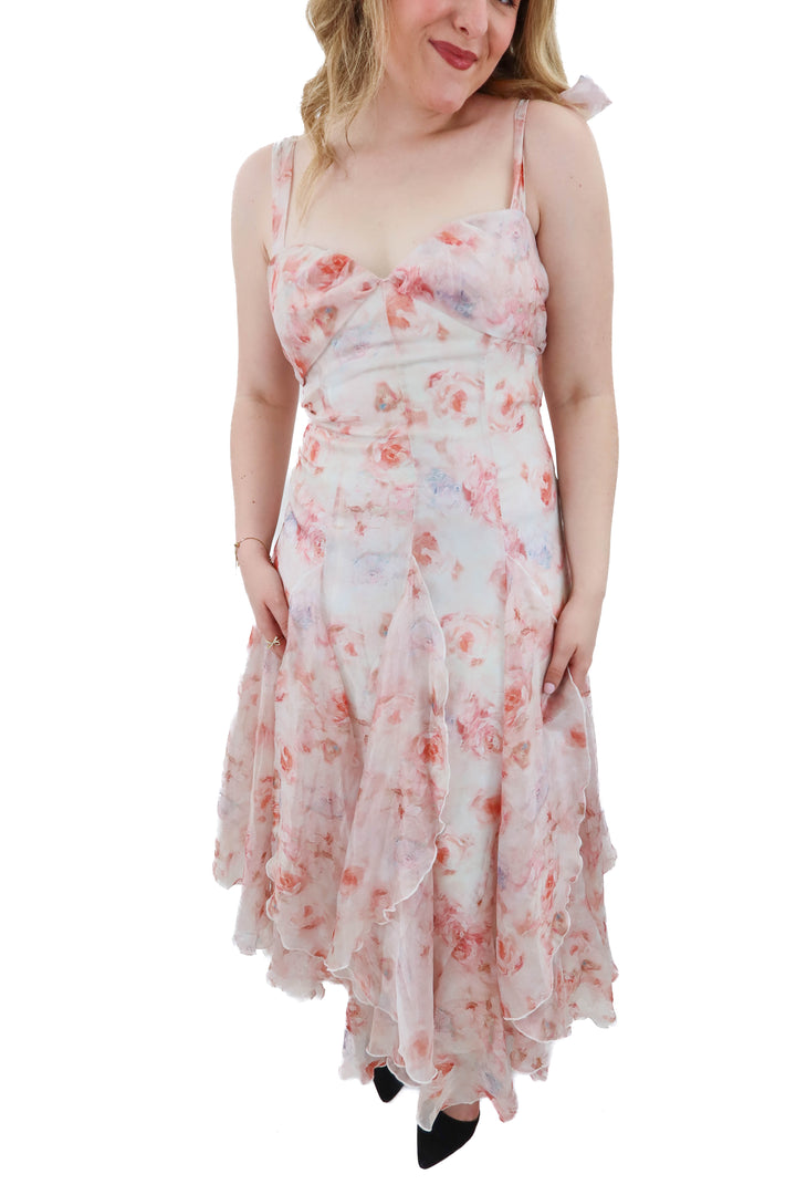 lulus light pink floral maxi dress (l; retail $99)