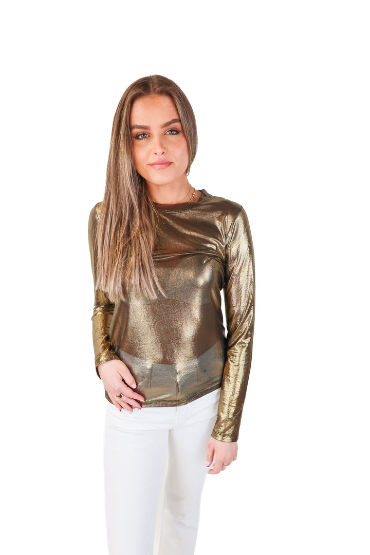 anthropologie gold metallic top NWT (s; retail $68)