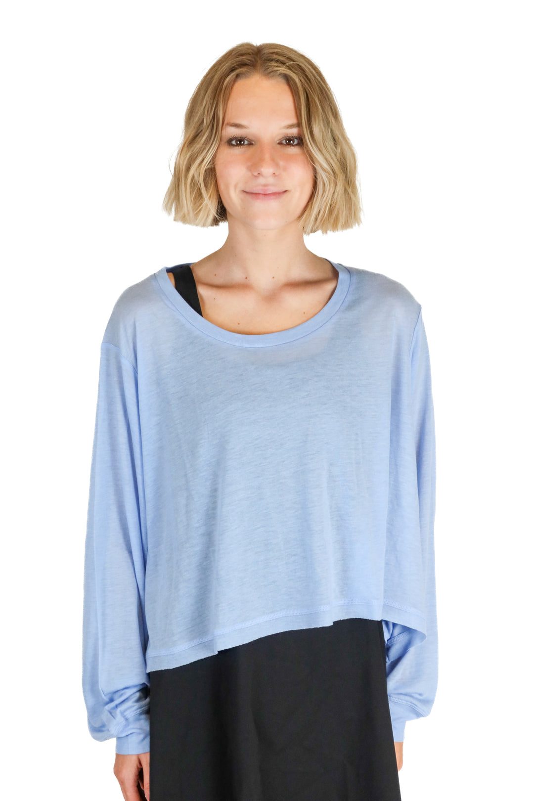 Nylora blue open back top NWT (o/s; retail $98)