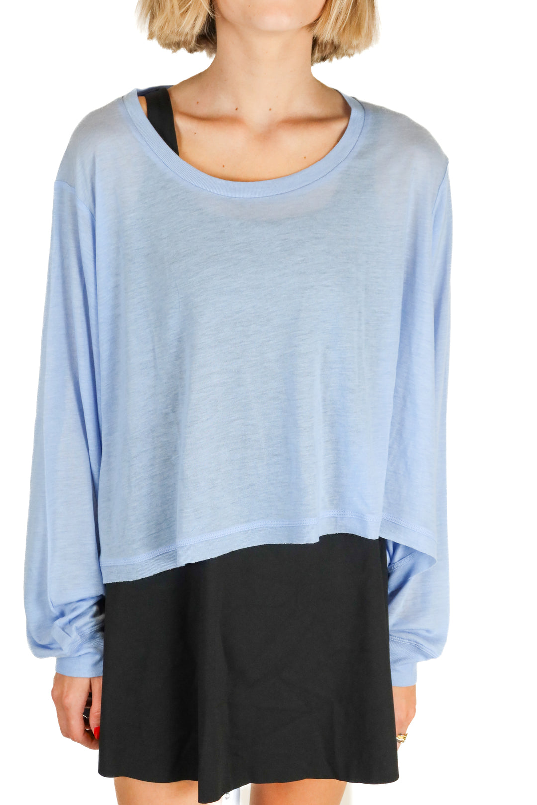 Nylora blue open back top NWT (o/s; retail $98)