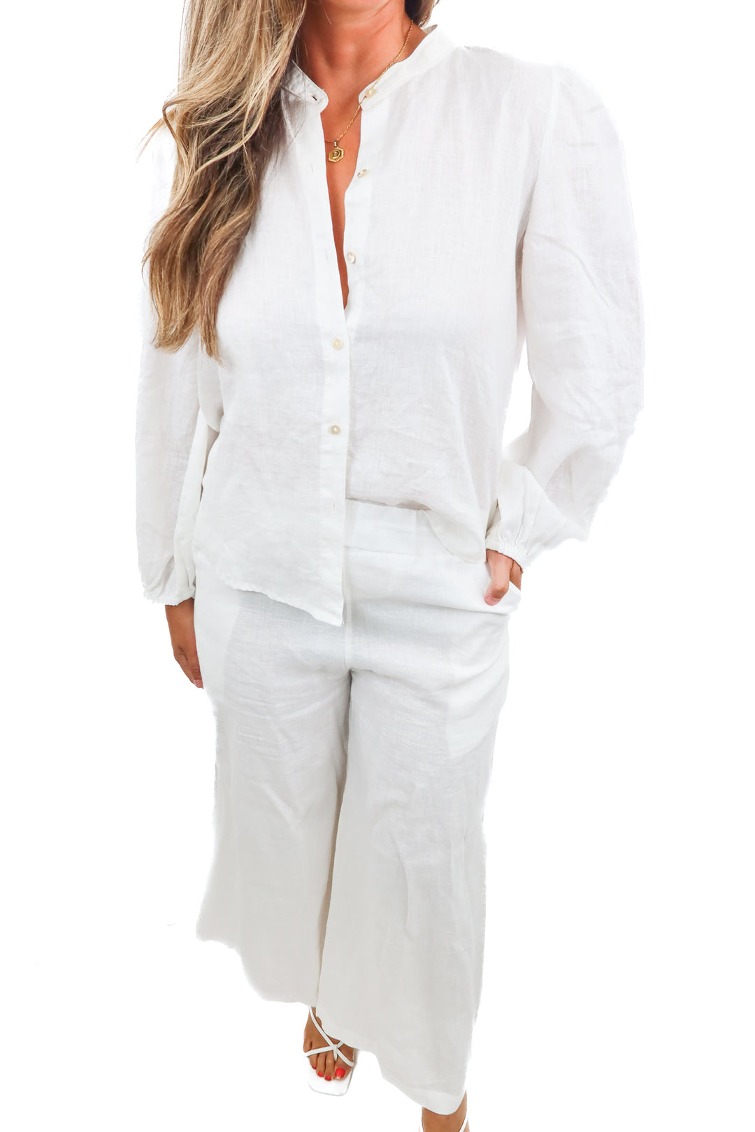 lanhtropy white linen set (m; retail $355)
