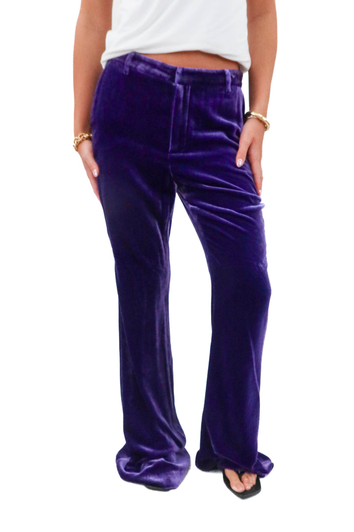 l'agence purple crushed velvet pants nwt (4; retail $595)