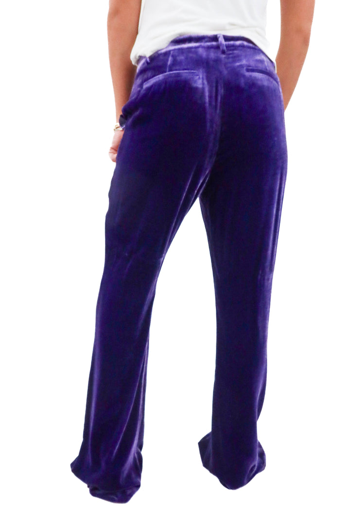 l'agence purple crushed velvet pants nwt (4; retail $595)