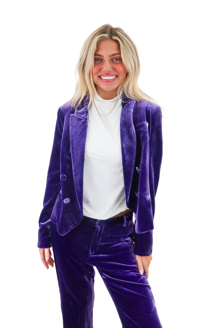 l'agence purple crushed velvet blazer nwt (6; retail $675)