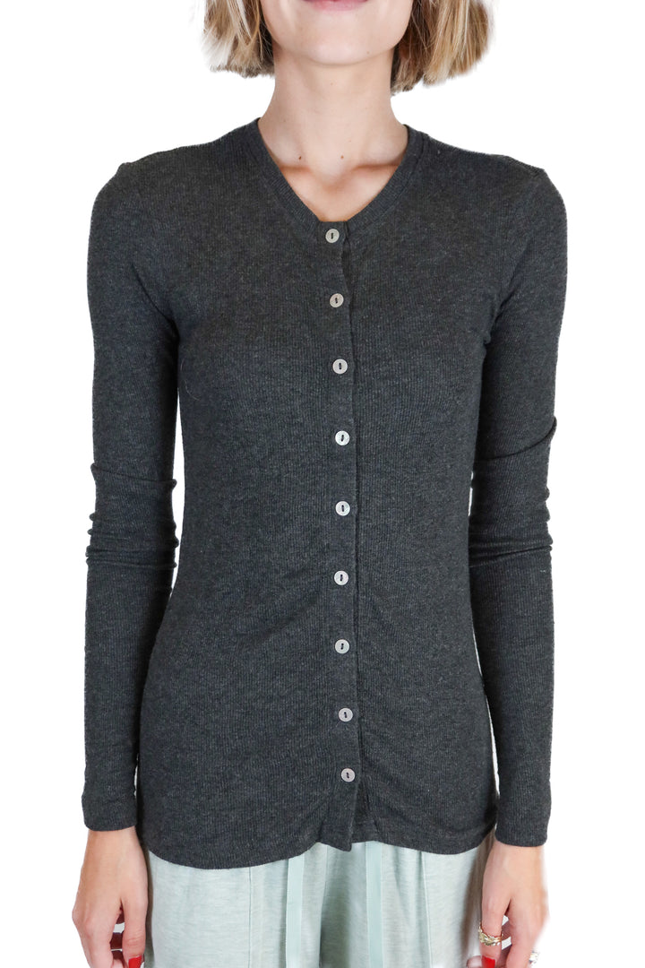 Goldie grey button long sleeve top (S; retail $129)
