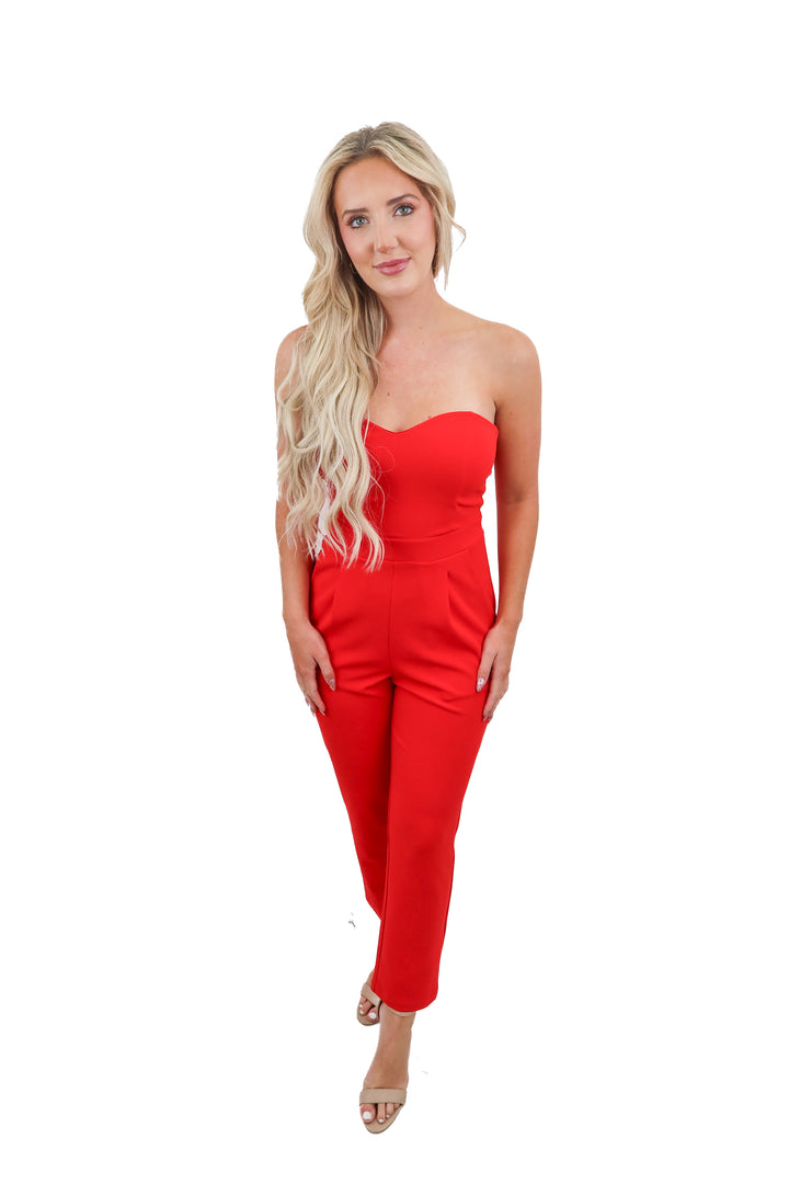 Express Strapless Red Jumpsuit (4)