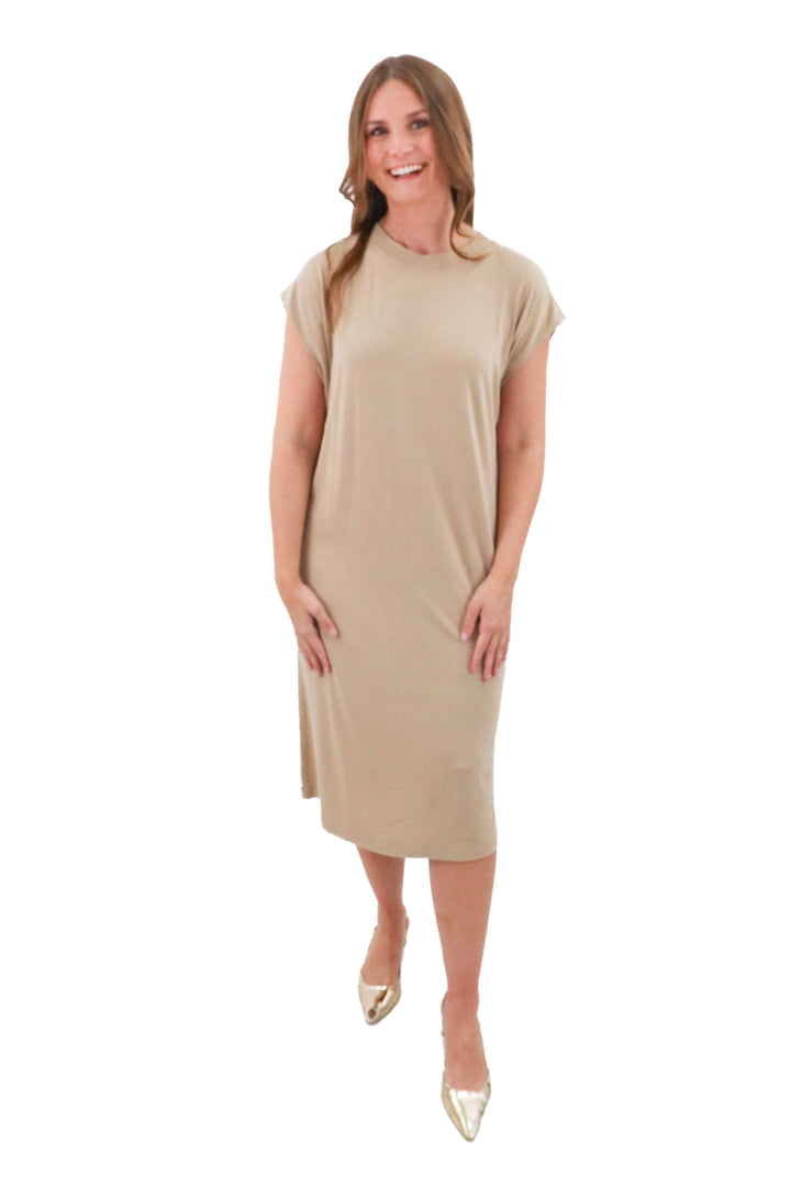 prologue tan sleveless tshirt dress (m)