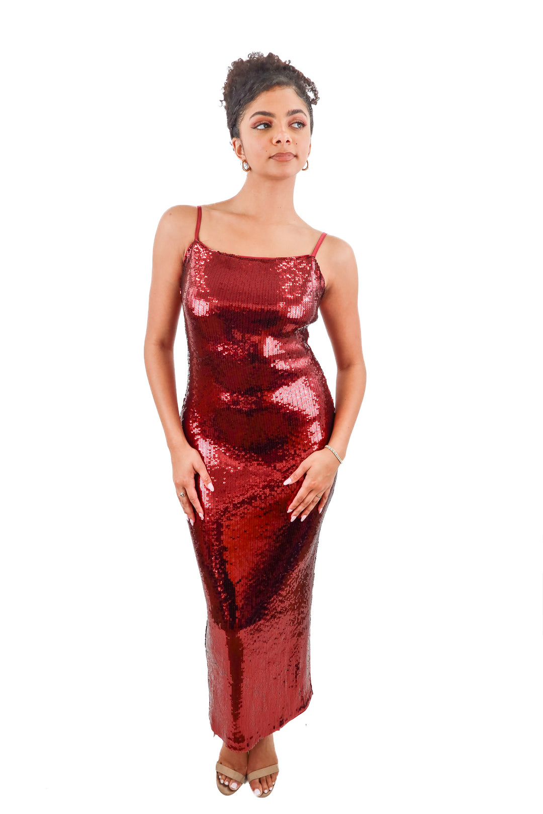Cupshe x Jojo Fletcher red sequin maxi dress NWT (M)