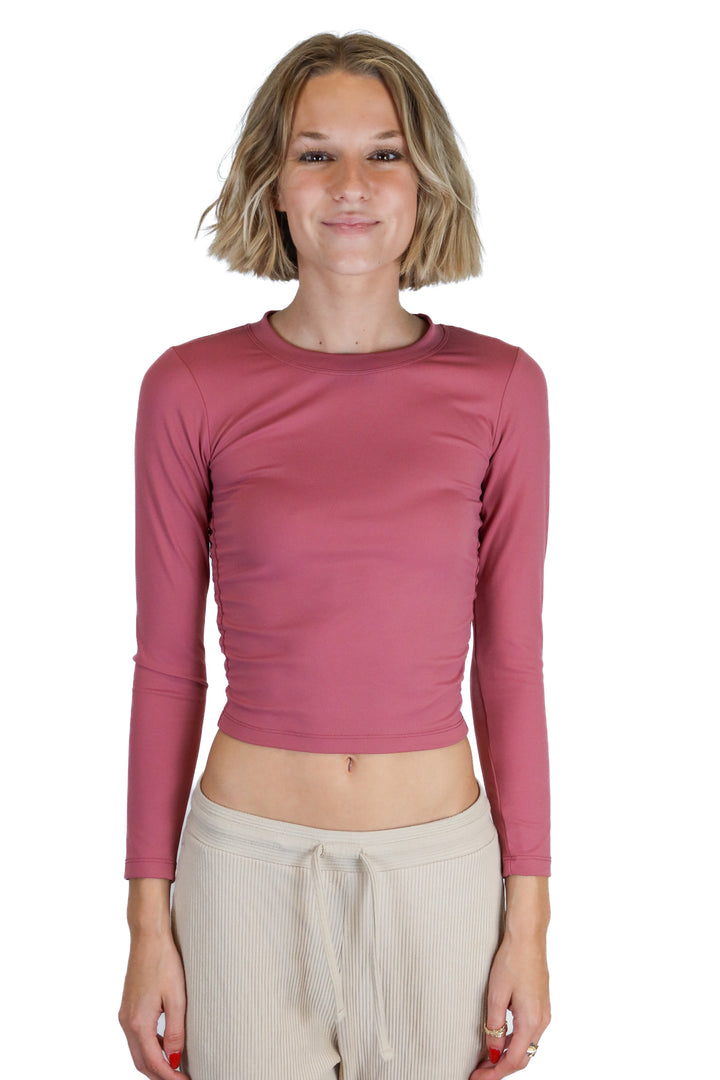 Salt project pink ruched long sleeve top NWT (xs; retail $38)