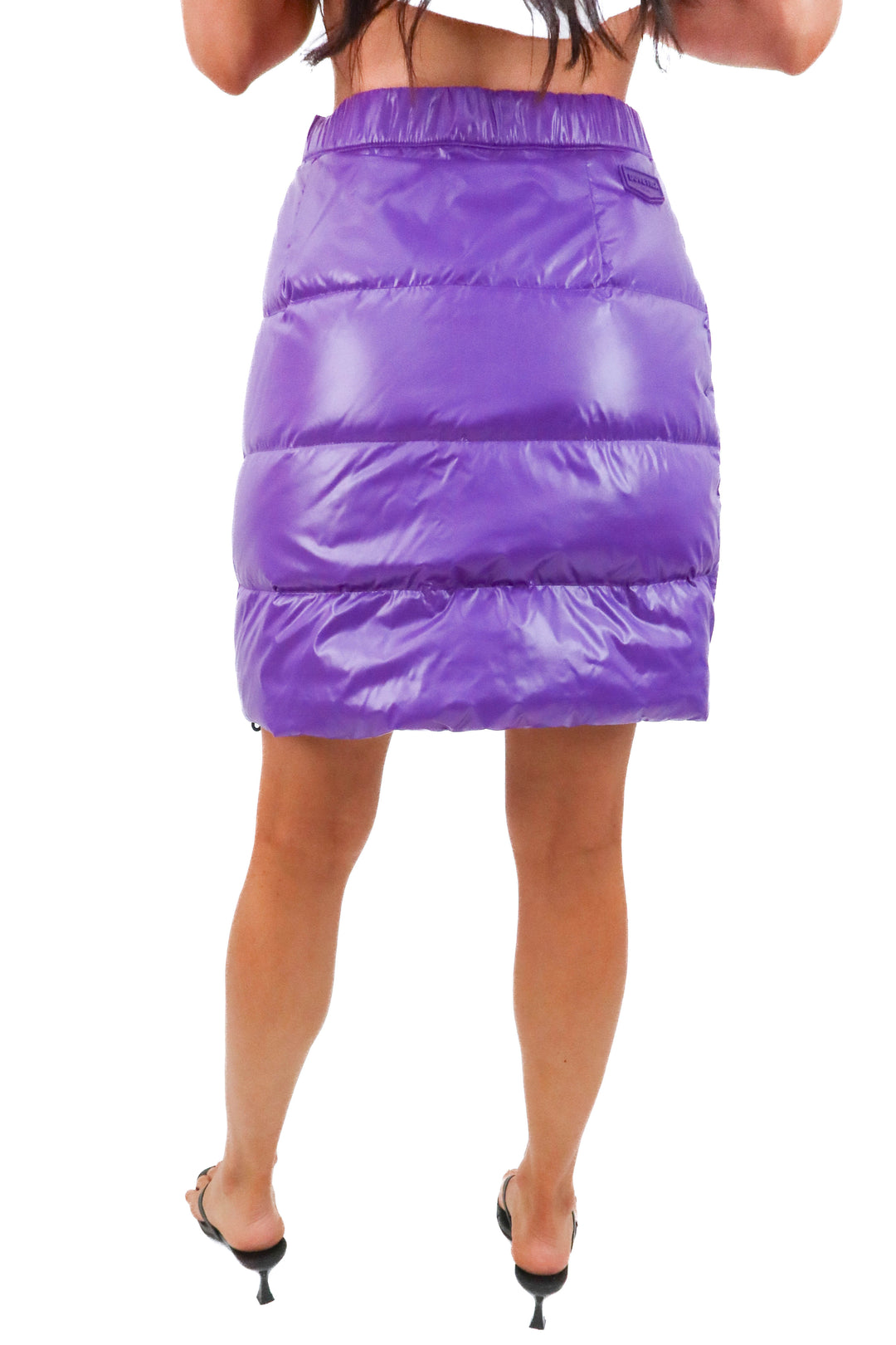 duvetica purple puffer skirt (42; retail $388)