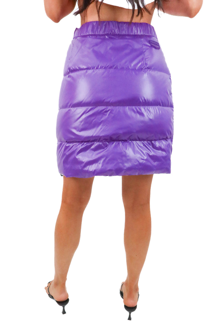 duvetica purple puffer skirt (42; retail $388)