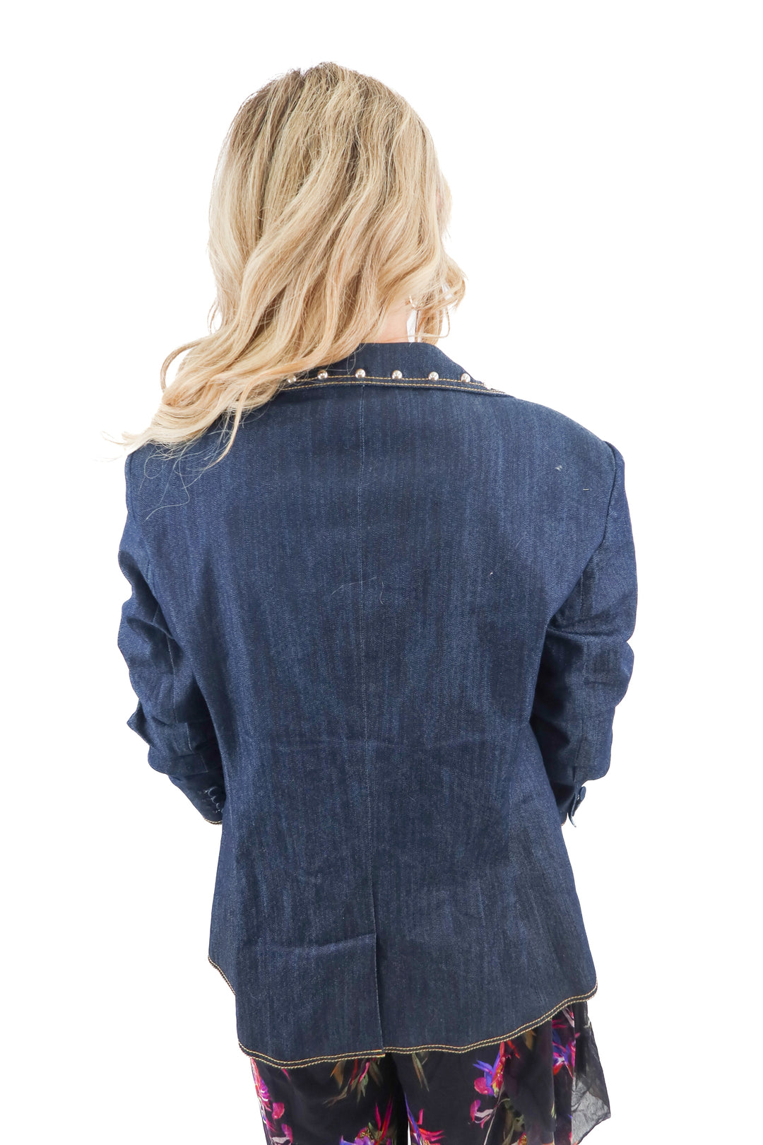 cinq a sept denim studded blazer (12; retail $595)