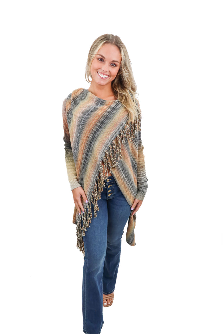lovestitch colorful knit poncho NWT (s)