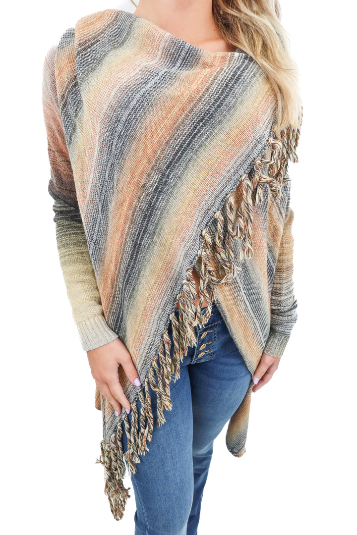 lovestitch colorful knit poncho NWT (s)