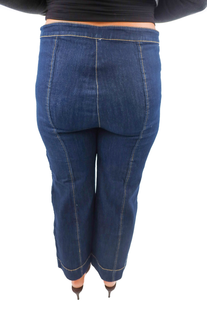 cinq a sept dark wash chambray pants (12; retail $395)