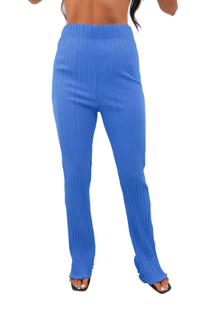simon miller blue ribbed flare pants (s; retail $275)