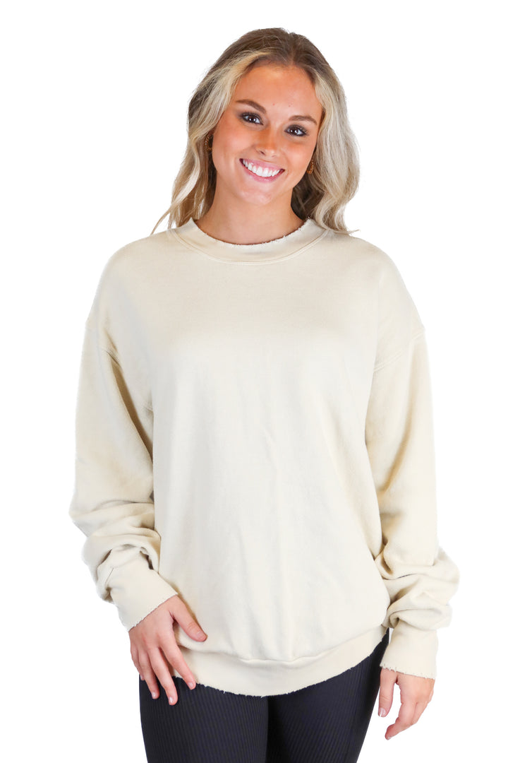 “See The Good Always Wonder Be Kind” Distressed Off White Sweatshirt (S)