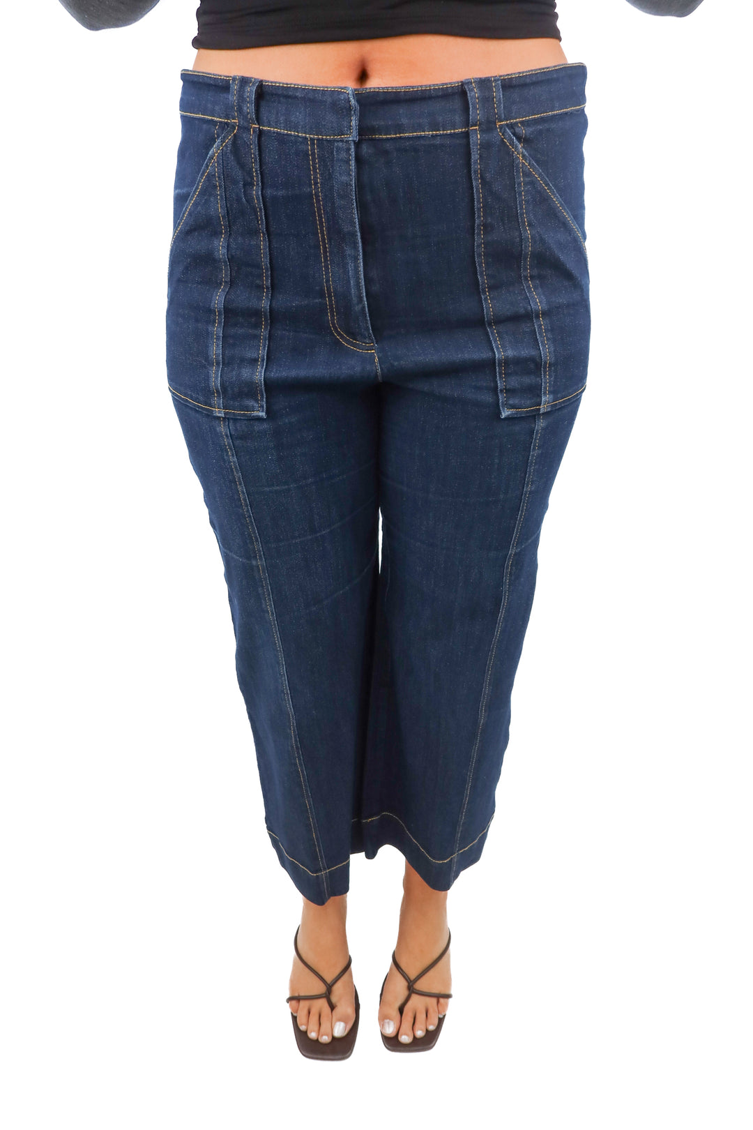 cinq a sept dark wash chambray pants (12; retail $395)